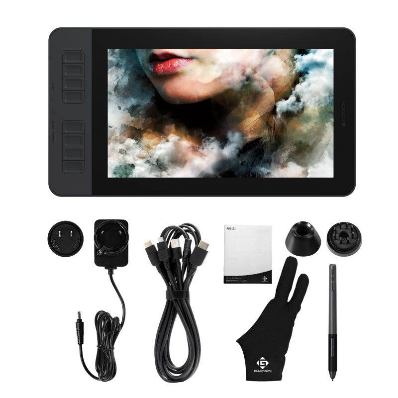 GAOMON PD1161 11.6 Inches HD IPS Tilt Support Graphics Drawing Pen Display with 8 Shortcuts and 8192 Levels Battery-Free AP50 Stylus