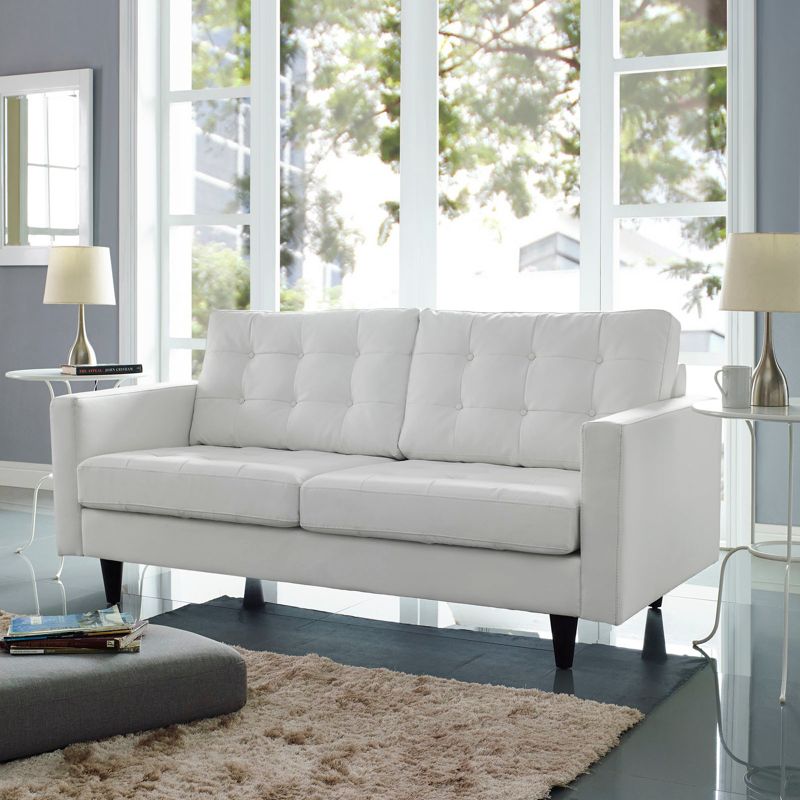 Empress Bonded Leather Loveseat White - Modway