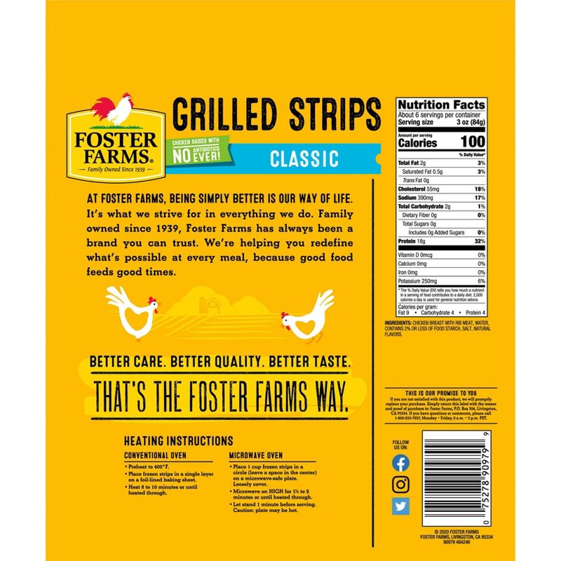 Foster Farms Grilled Chicken Breast Strips - Frozen - 20oz