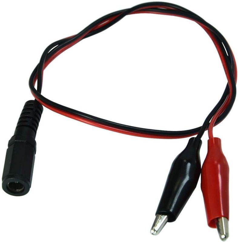 FILSHU 5.5x2.1mm DC Barrel Female Plug to Dual Alligator Clips Connector Cable Adapter(Pack of 2)