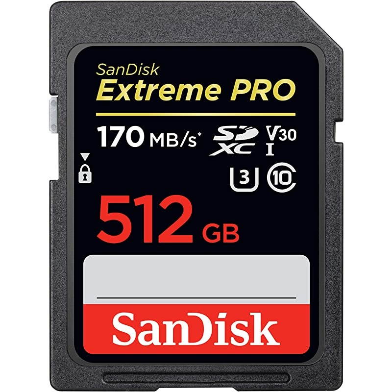 512GB Extreme PRO SDXC UHSI Card C10 U3 V30 4K UHD SD Card SDSDXXY512GGN4IN