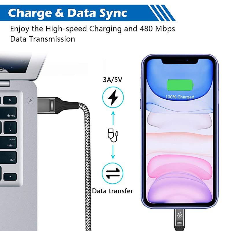 iPhone Charger Cable 10 FT with Wall Plug Braided Long iPhone Charging Cord + Dual USB Wall Charger Block Adapter Compatible with iPhone 121111 Pro MaxXSXRX876 Plus iPad 4Pack