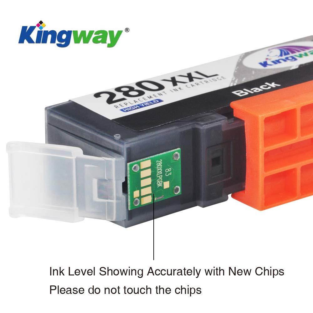Kingway Compatible Ink Cartridge Replacement for PGI-280XXL CLI-281XXL Work with Canon PIXMA TS8120 TS8220 TS9120 TR7520 TR8520 TS6120 TS6220 Printer (PGBK,Black,Cyan,Magenta,Yellow,Photo Blue,6-Pack)