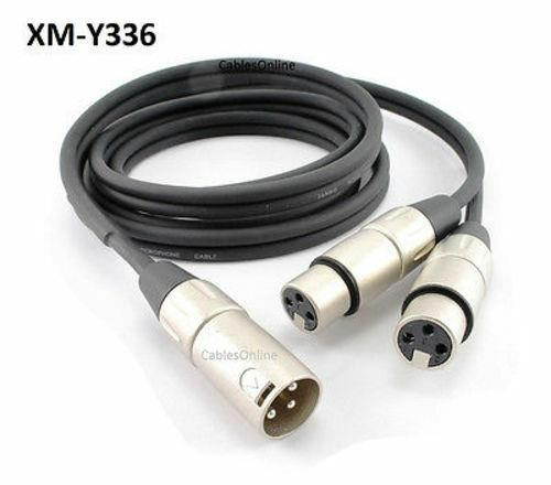 6ft Kirlin Pro XLR (3-Pin) Male Plug to 2-XLR Female Jacks Y-Splitter OFC Cable