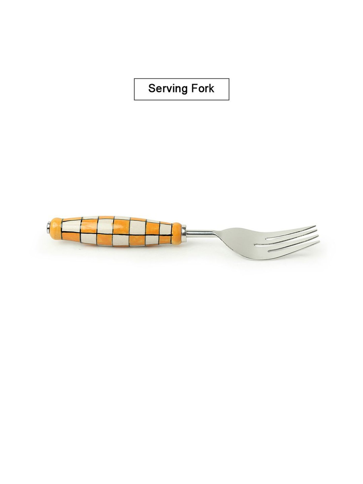 ExclusiveLane 'Shatranj Check' Hand-Painted Serving Fork & Scraper Cutlery Set (Set of 2)