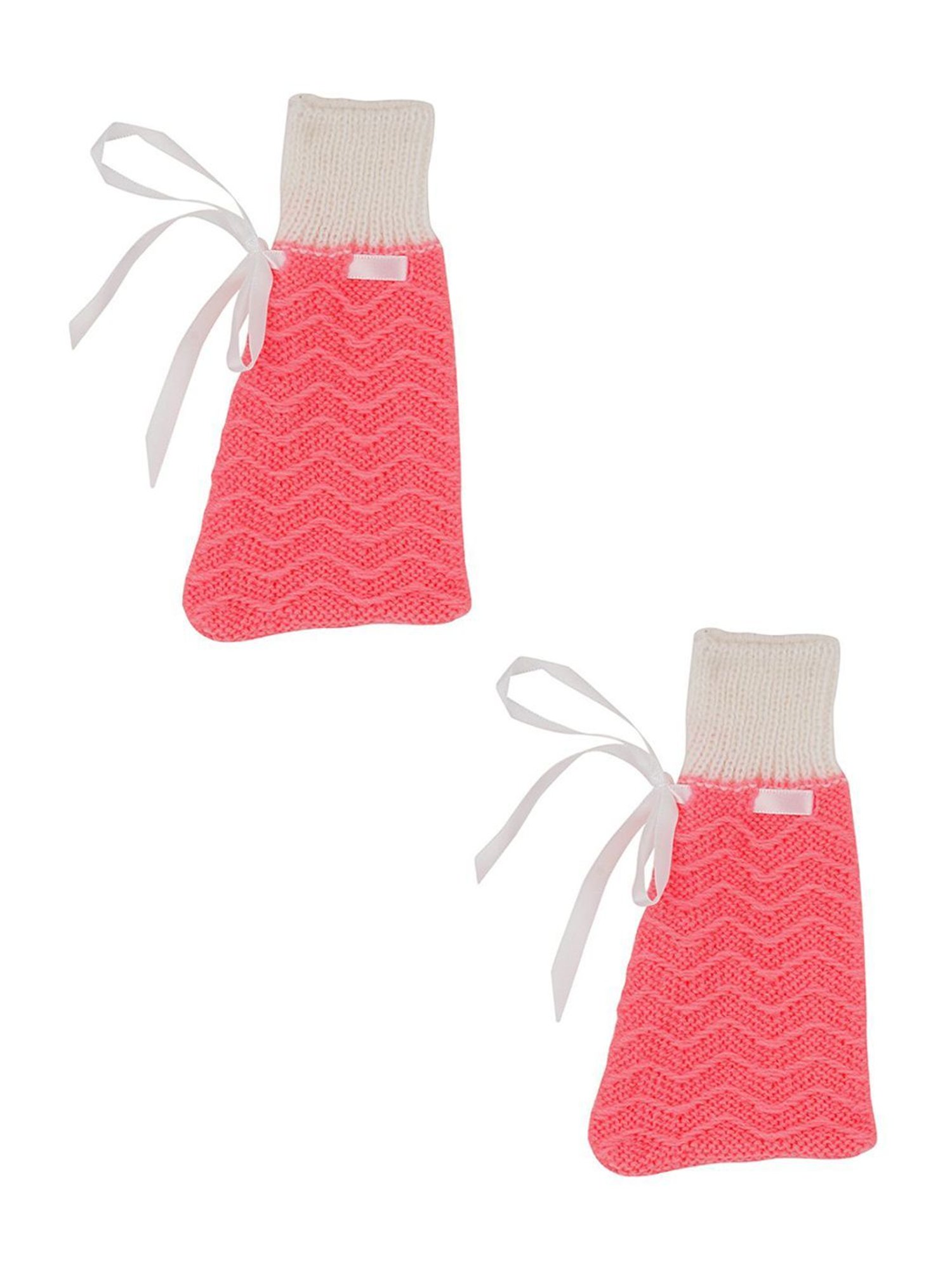 Little Angels Kids Pink & White Textured Pattern Full Sleeves Sweater Set