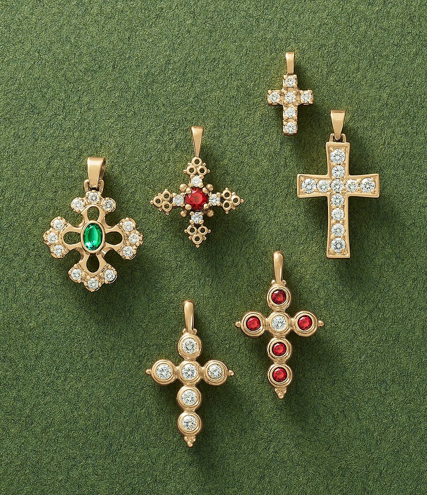 James Avery 14K Gold Antiquity Cross Pendant with Diamonds
