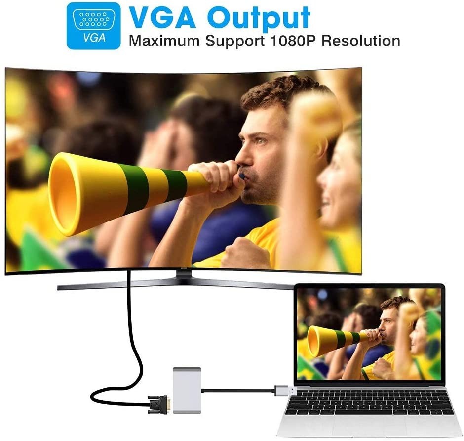 USB 3.0 to HDMI VGA Adapter Dual Output USB to VGA HDMI Adaptor Built-in Driver HD 1080P Converter Cable for Windows 7/8/10 Computers Not Support Mac OSLinuxChrome OS