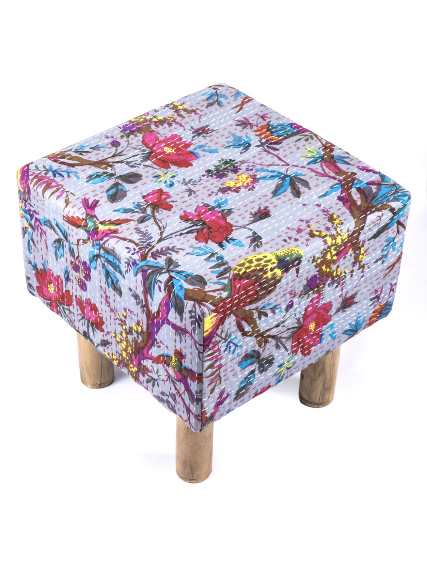 Ikiriya Verona Printed Brown & Blue Wood Stool
