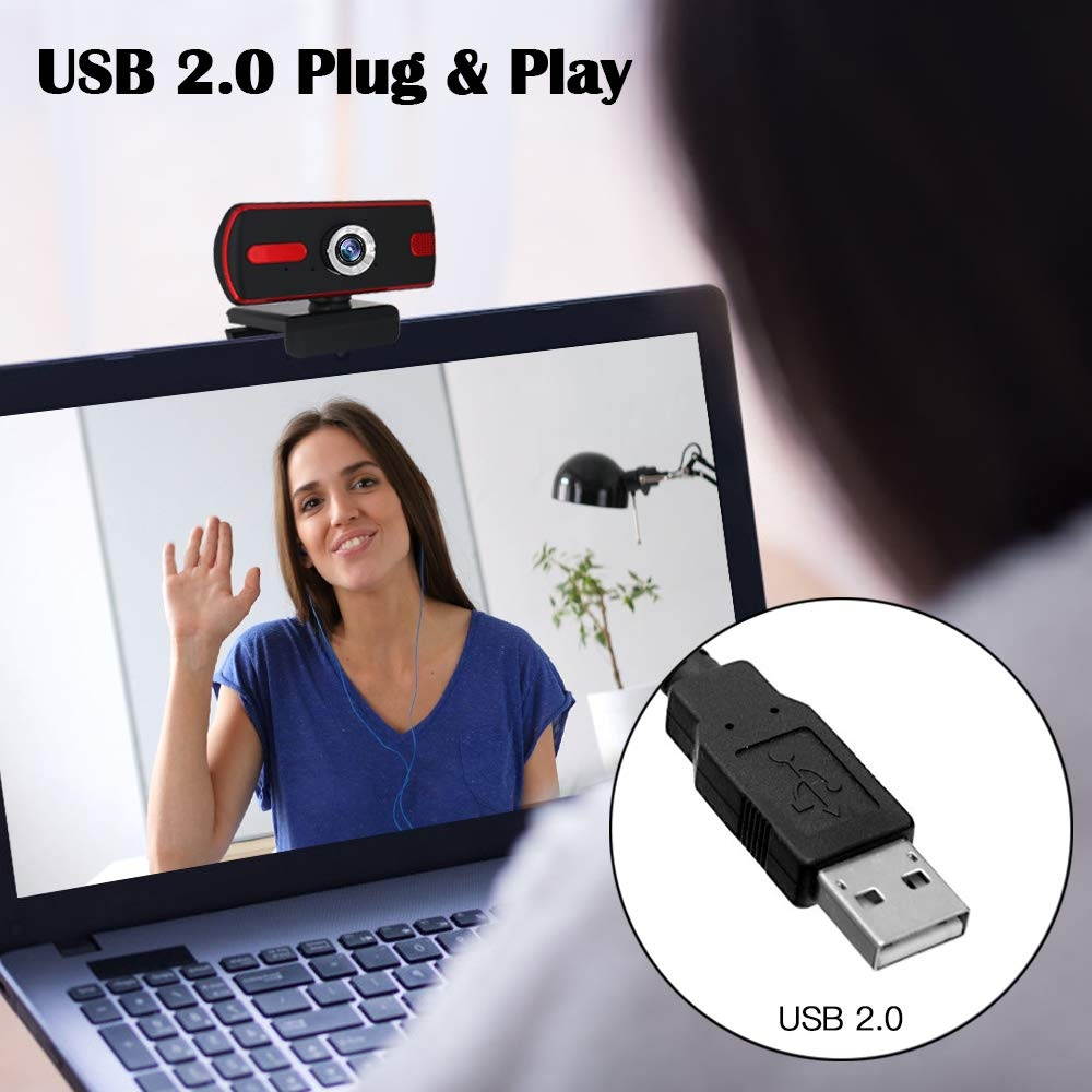 Webcam with Microphone,Full HD 1080P Live Streaming Webcam Auto Focus Plug and Play USB Computer Camera for Laptop/PC/Mac,Online Studying/Video Calling/Conferencing