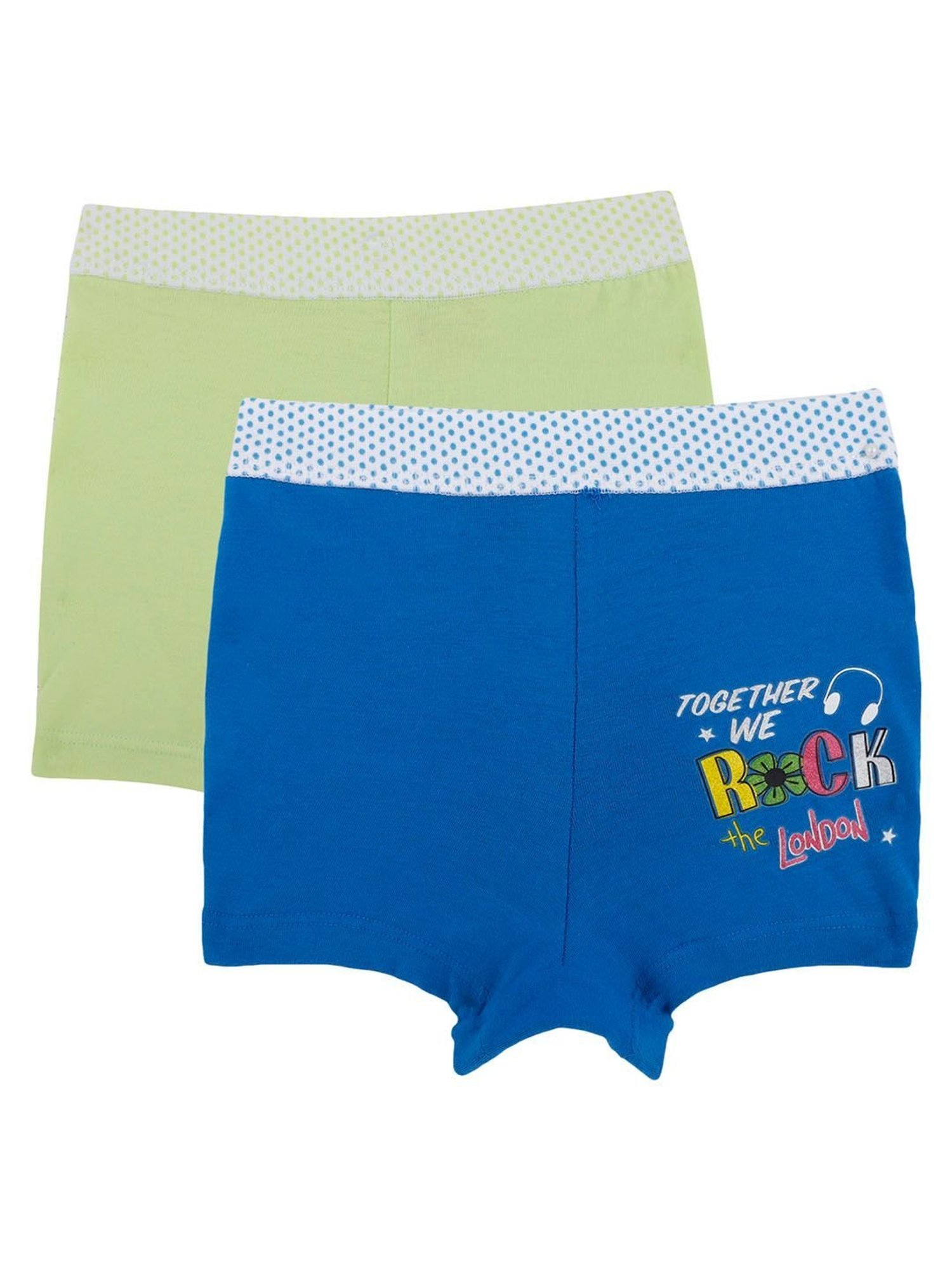 Bodycare Kids Royal Blue & Lime Green Printed Shorts (Pack Of 2)