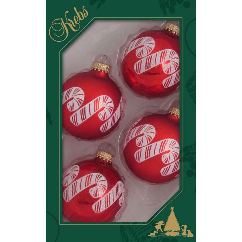 Christmas by Krebs 4ct Red and White Standing Candy Canes 2-Finish Christmas Ball Ornaments 2.5" (67mm)