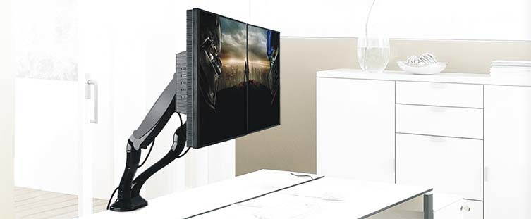 Impact Mounts DUAL ARM TV LCD MONITOR DESK MOUNT BRACKET ARTICULATING UP DOWN IN OUT SWIVEL (IMLDT09-C024)