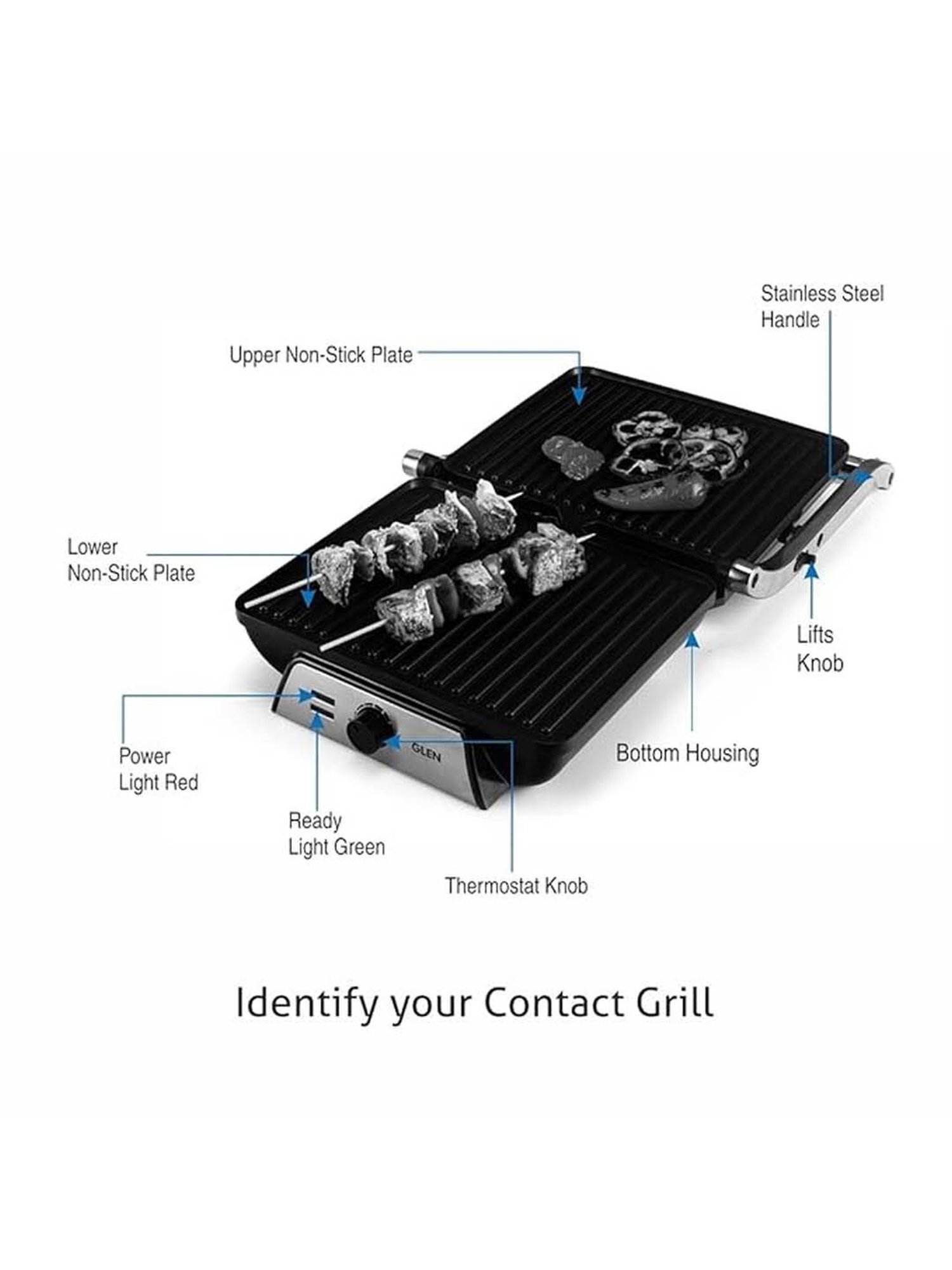 Glen 2000W Sandwich Maker with Oil Collector Tray