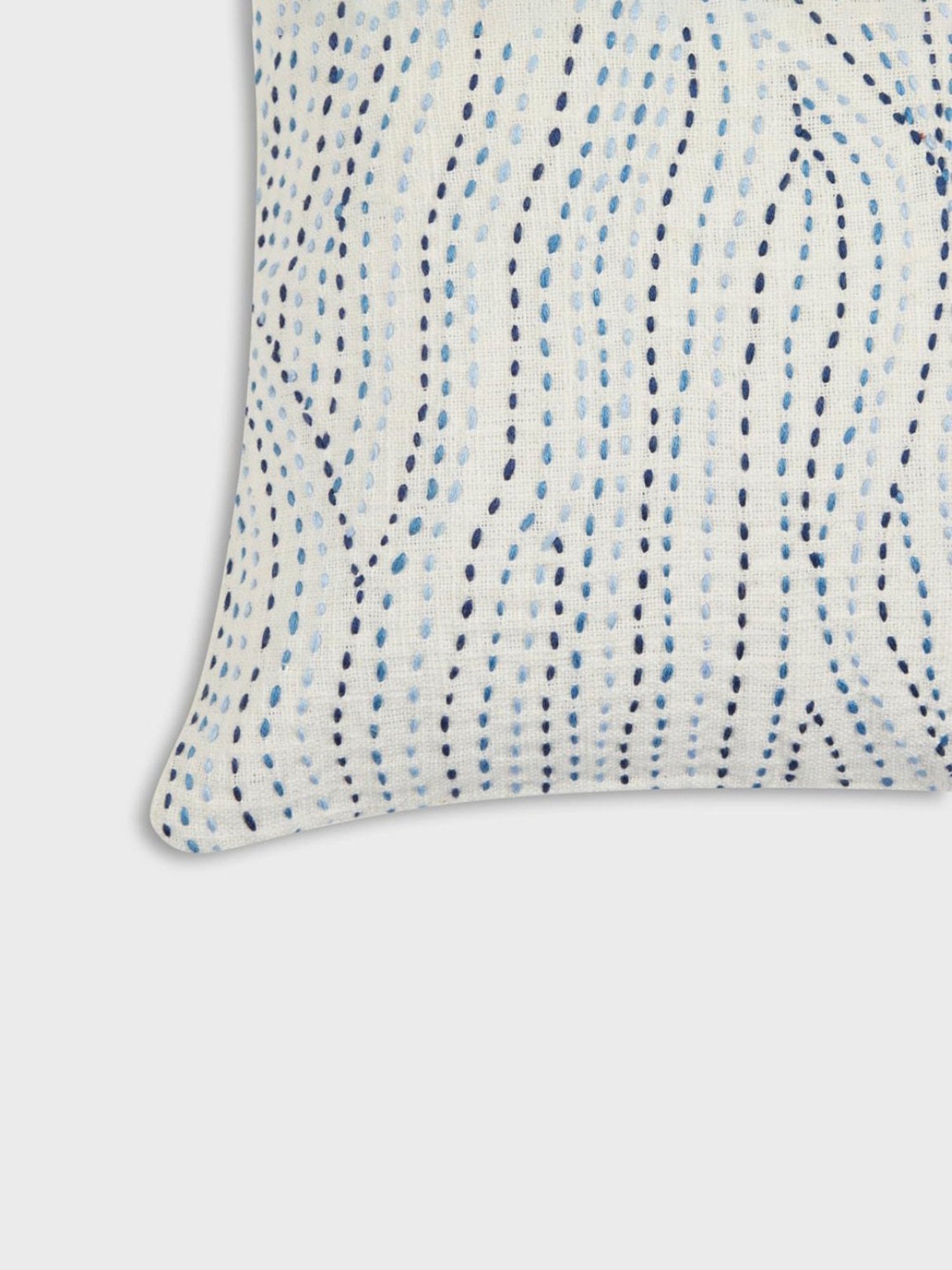 Fabindia White & Blue Cotton 60 TC 360 GSM Padam Cushion Cover