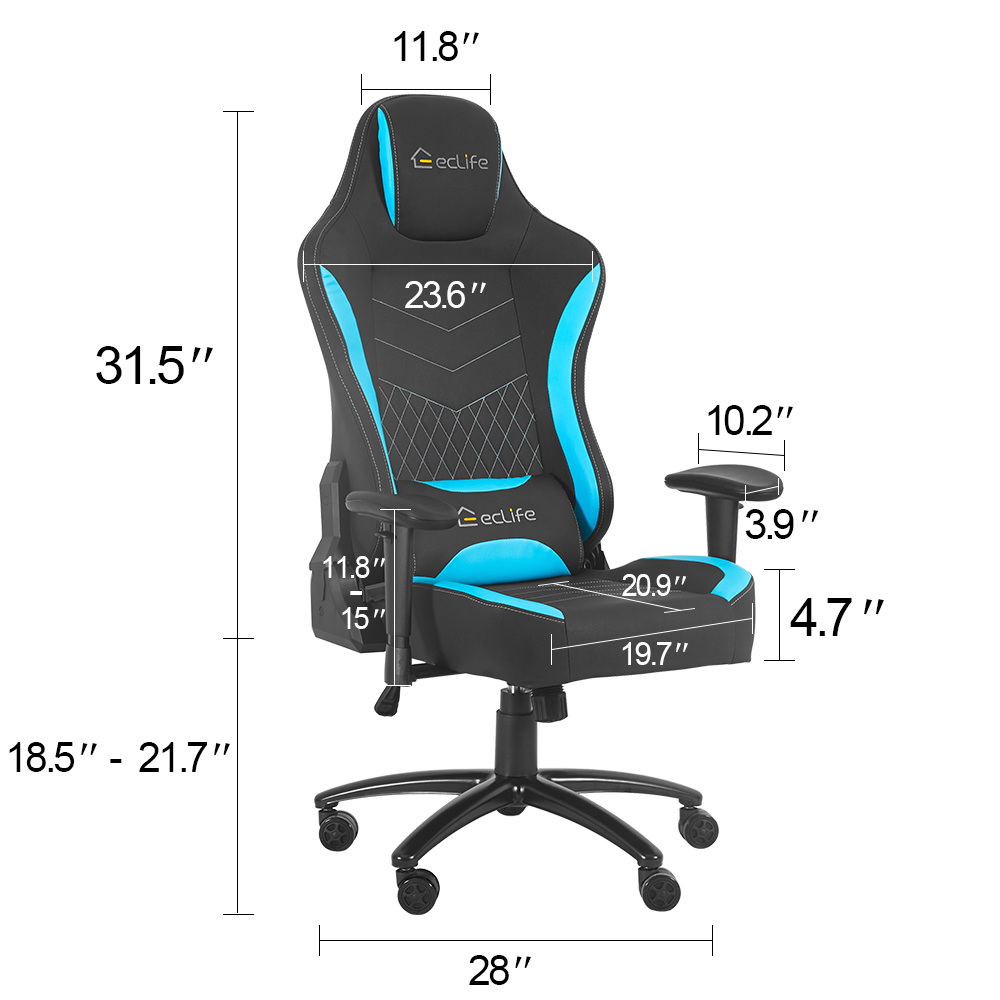 Ergonomic Racing Style Gaming Chair LUCKWIND Racing Chair
Massage Gaming Chair Office Chair Height Adjustment Recliner Swivel Rocker With USB Massage Lumbar Pad E-Sports Chair