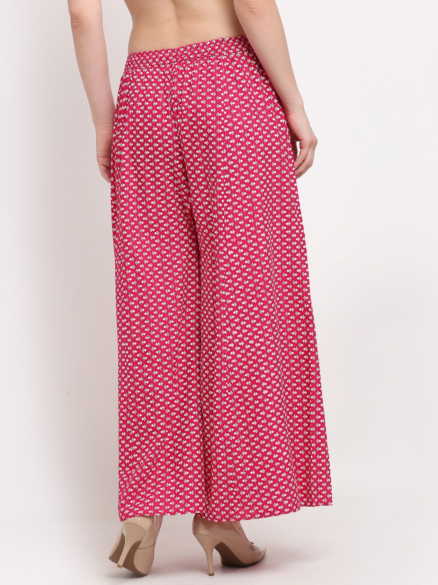 Gracit Black & Pink Printed Palazzos - Pack Of 2