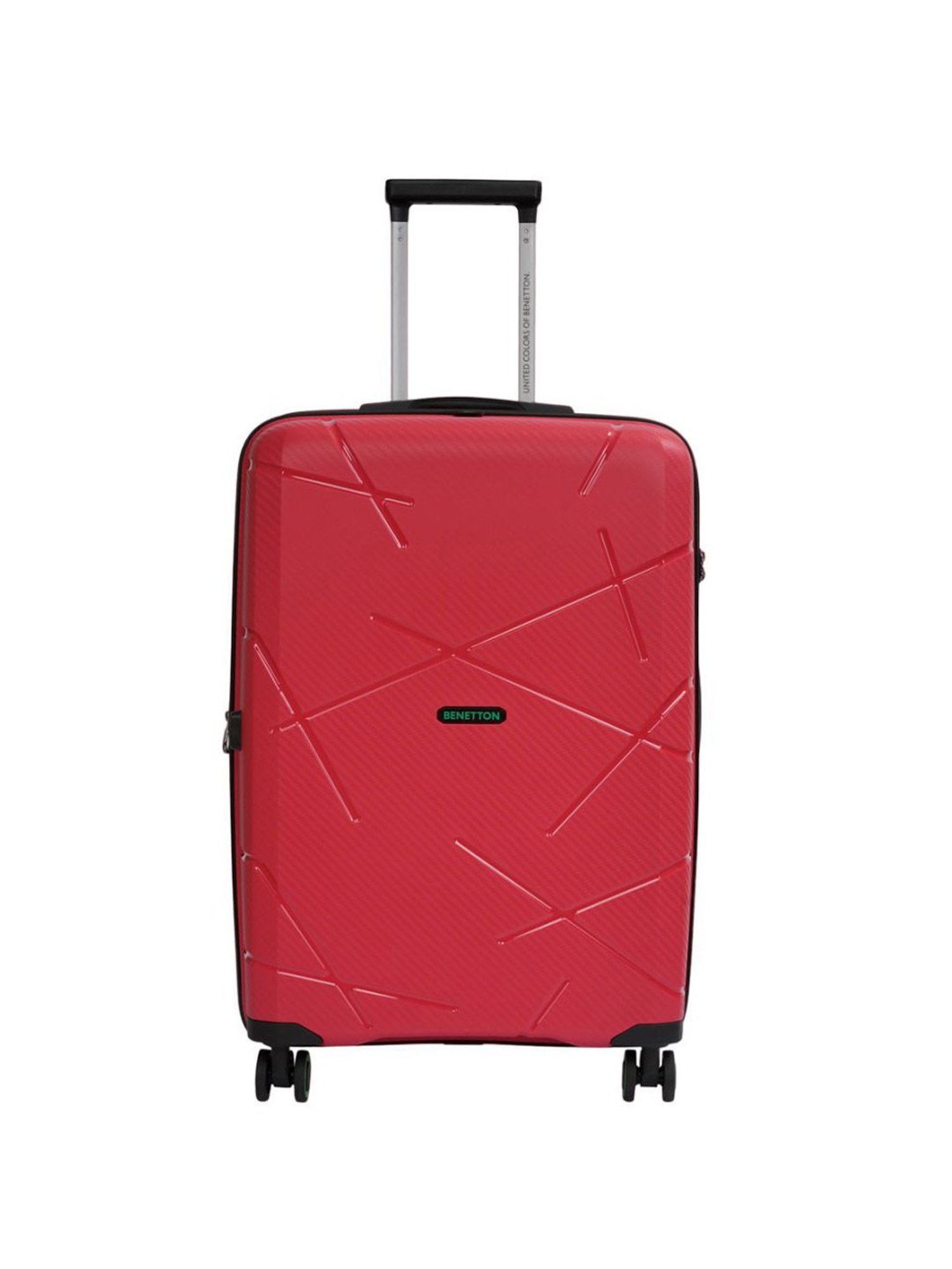 United Colors of Benetton Moonstone Red Textured Hard Medium Trolley Bag - 68 Cm