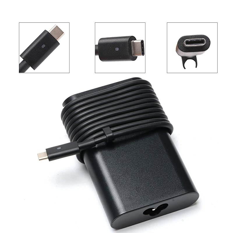 Type C (USB-C) Adapter Charger Fit for Dell Latitude 12 5285 5289 5290 7212 7275 7285 7290, XPS 13 9350 9360 9365 9370 LA65NM170 2YKOF Include Power Cord