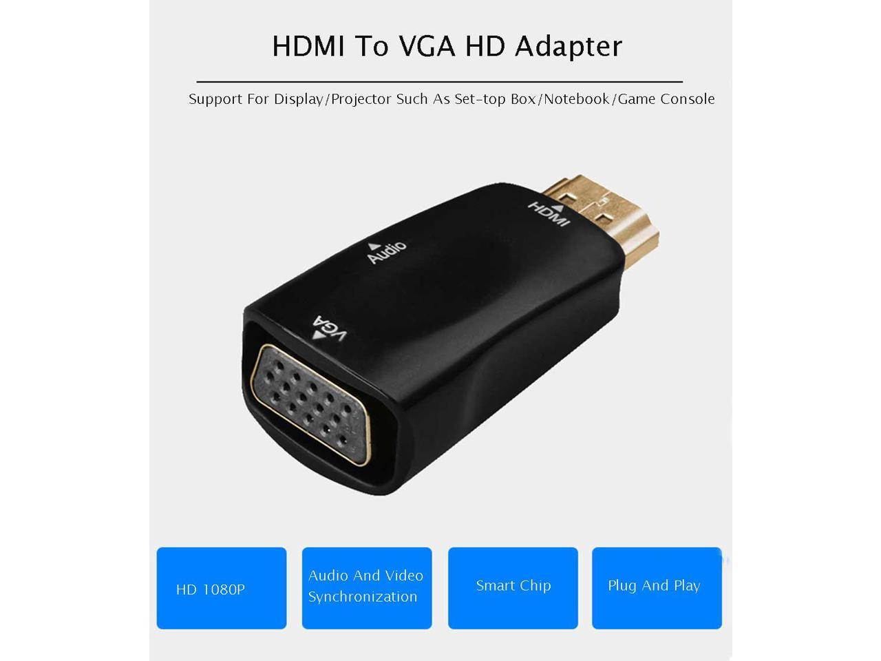 HDMI to VGA Adapter Audio Cable Converter Male to Female HD 1080P For PC Laptop TV Box Computer Display Projector Z2