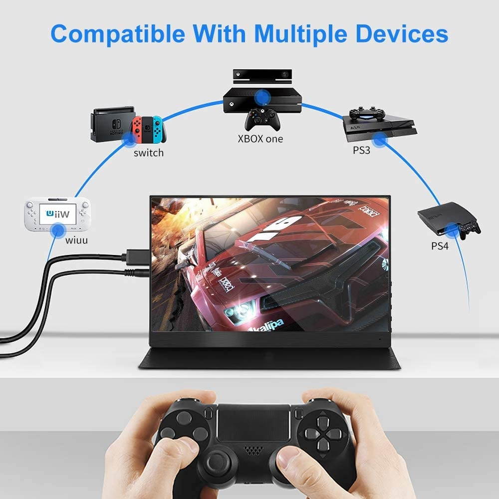 4k Portable Monitor, 13.3 Inch USB C Computer External Monitors 3200x1800 USB-C Display Screen with Dual Type-C Mini HDMI VESA for Laptop PC Phone Mac Surface Xbox One PS3 PS4 Switch Raspberry Pi