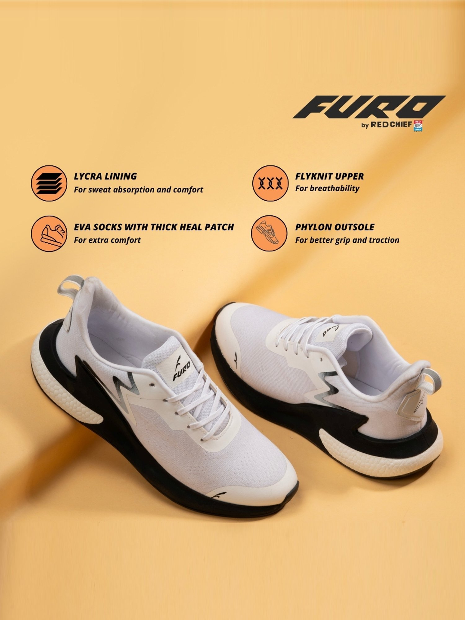 Furo by Red Chief Men White Running Shoes