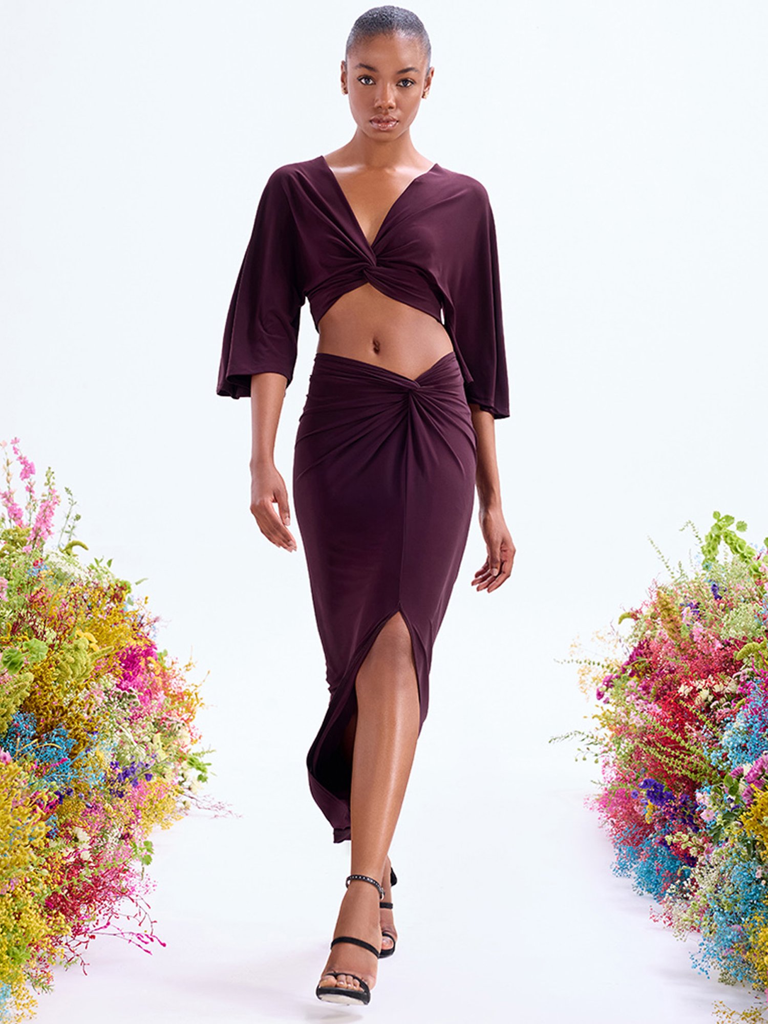 Cover Story Brown Regular Fit Crop Top