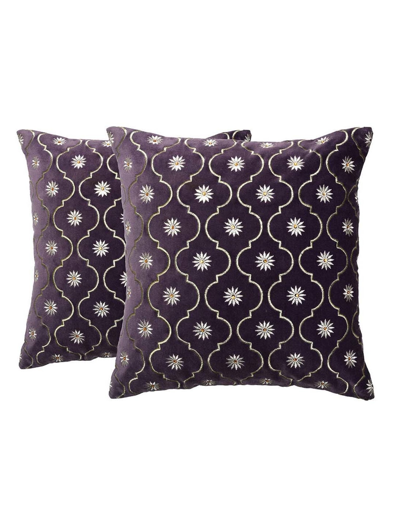 @home Nilkamal Lavender Cotton Cushion Covers - Set of 2