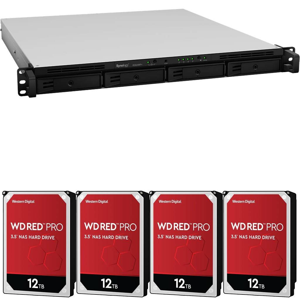 Synology RS820RP+ 4-Bay RackStation NAS with 48TB (4x12TB) of Western Digital RED PRO NAS Drives Fully Assembled Tested By CustomTechSales