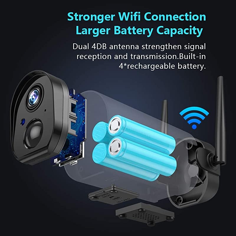 Outdoor WiFi Security Camera Rechargeable BatteryPowered Home Security Camera 1080P Night VisionWaterproof PIR Motion Detection 2Way Audio Compatible with Cloud StorageSD Slot