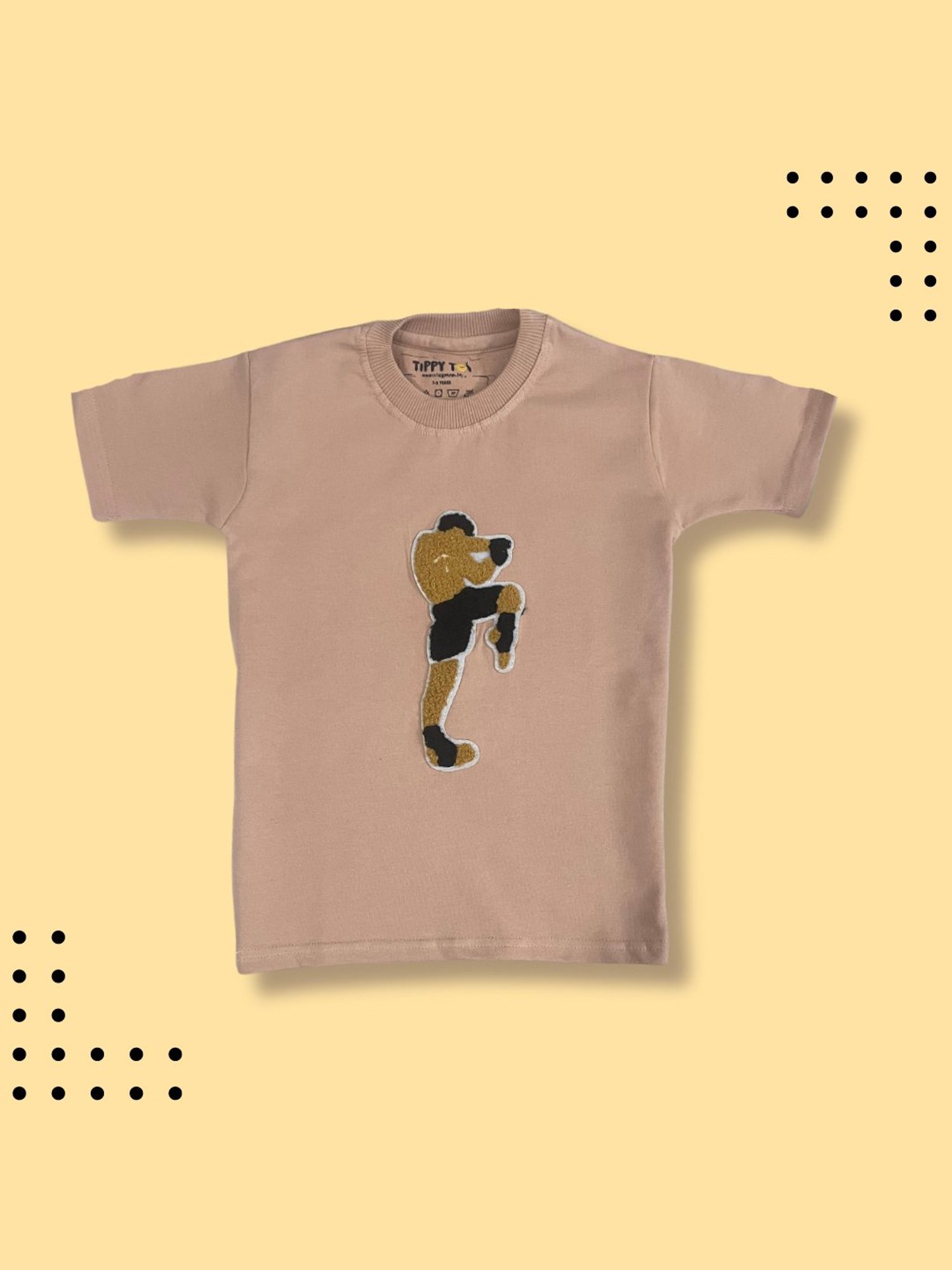 Tippy Top Kids Beige Self Design T-Shirt