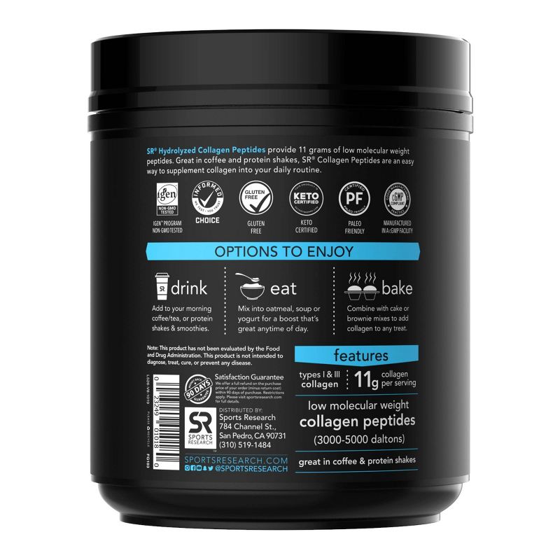 Sports Research Type 1 & 3 Hydrolyzed Collagen Peptides - Unflavored - 16oz