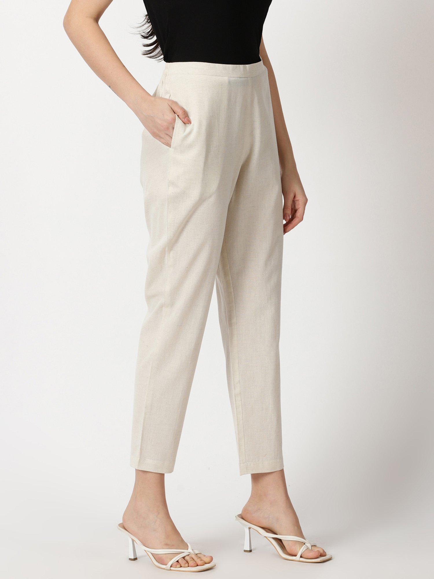 Saffron Threads Beige Pants