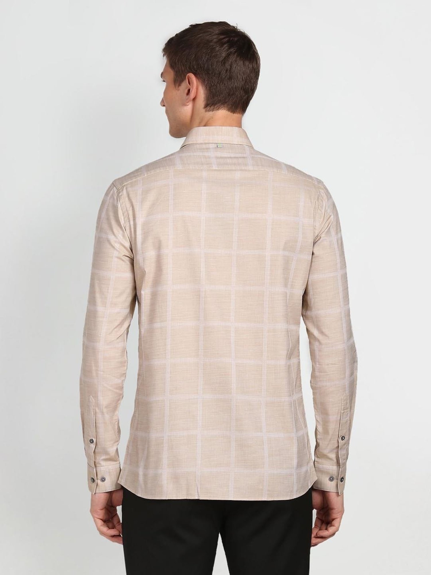 Arrow New York Brown Cotton Slim Fit Self Pattern Shirt