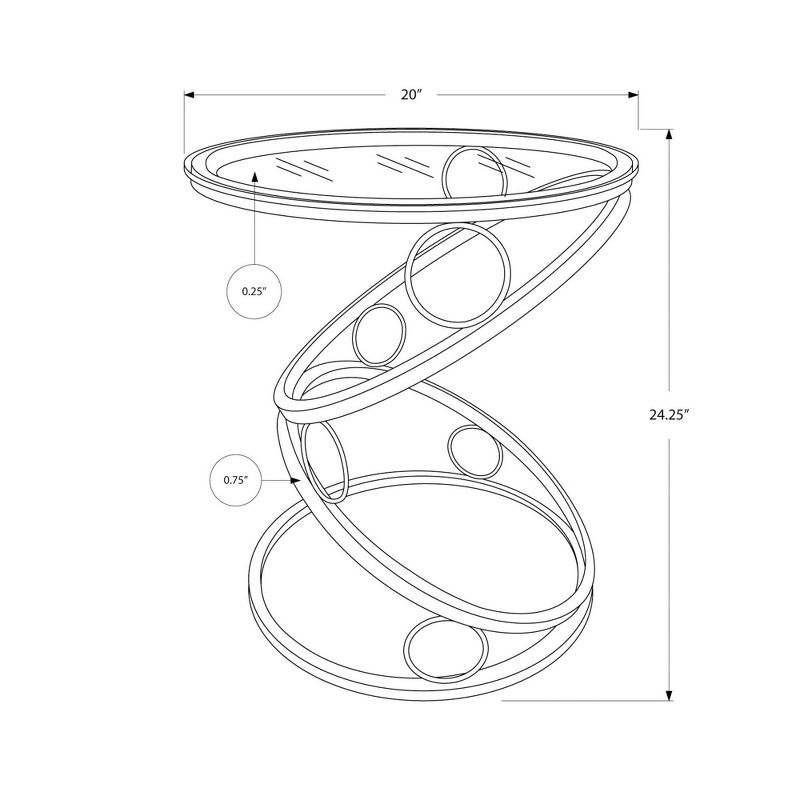 Accent Table - Black Metal with Tempered Glass - EveryRoom
