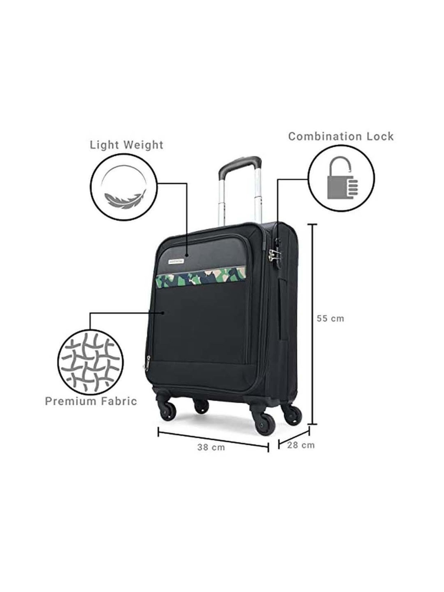 Aristocrat Commander Black Solid Soft Small Trolley Bag - 28 cm