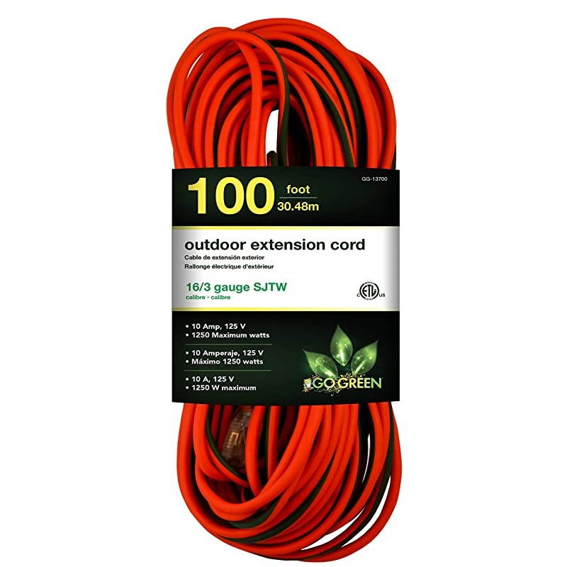 Power GG13700 163 100 SJTW Outdoor Extension Cord Lighted End
