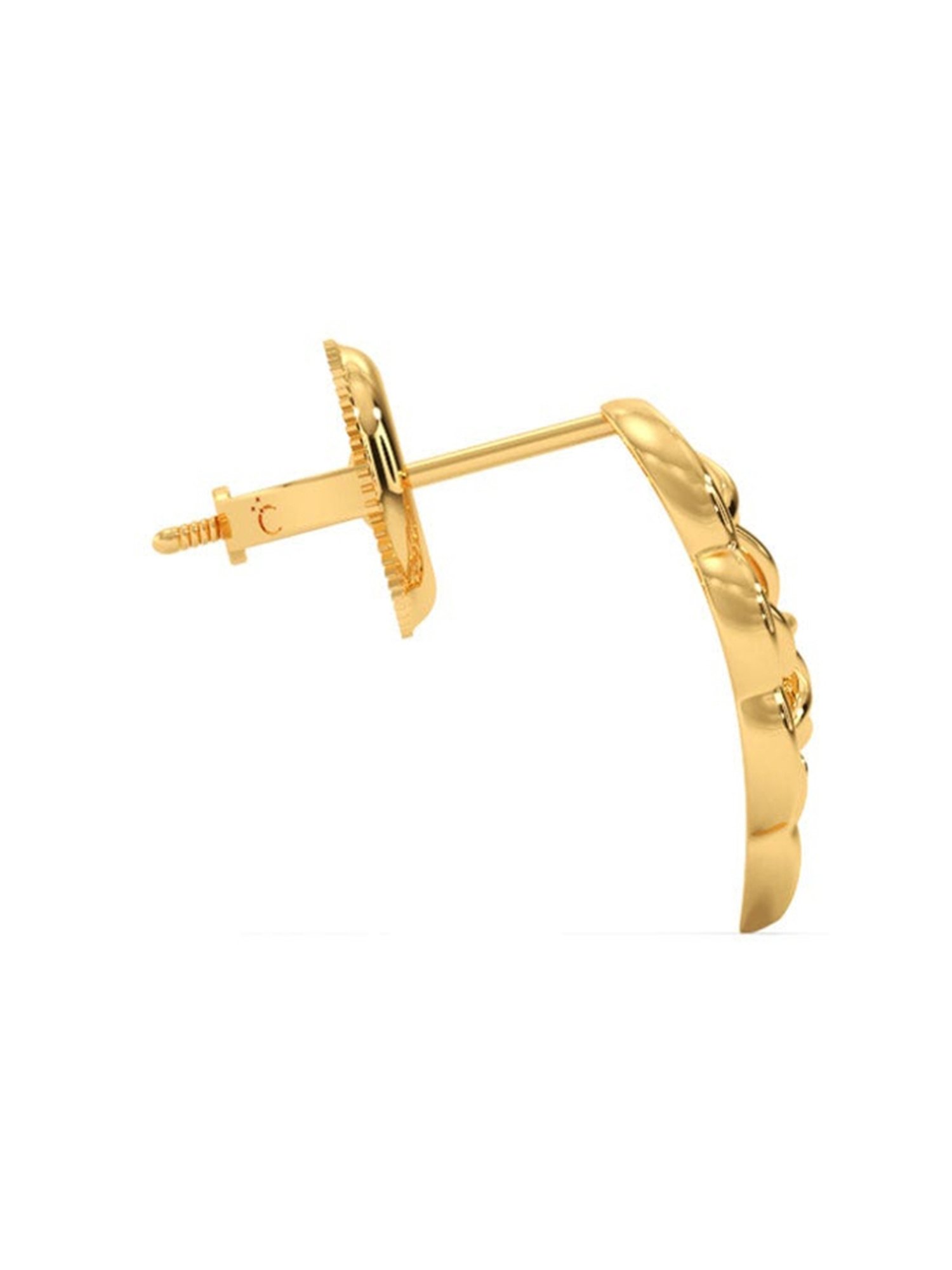 Candere by Kalyan Jewellers Peacock Collection 18k Yellow Gold Stud Earrings for Women