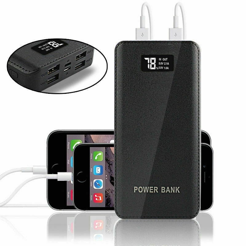 2021 3000000mah Portable Power Bank LCD 4 USB Battery Charger For Mobile Phone