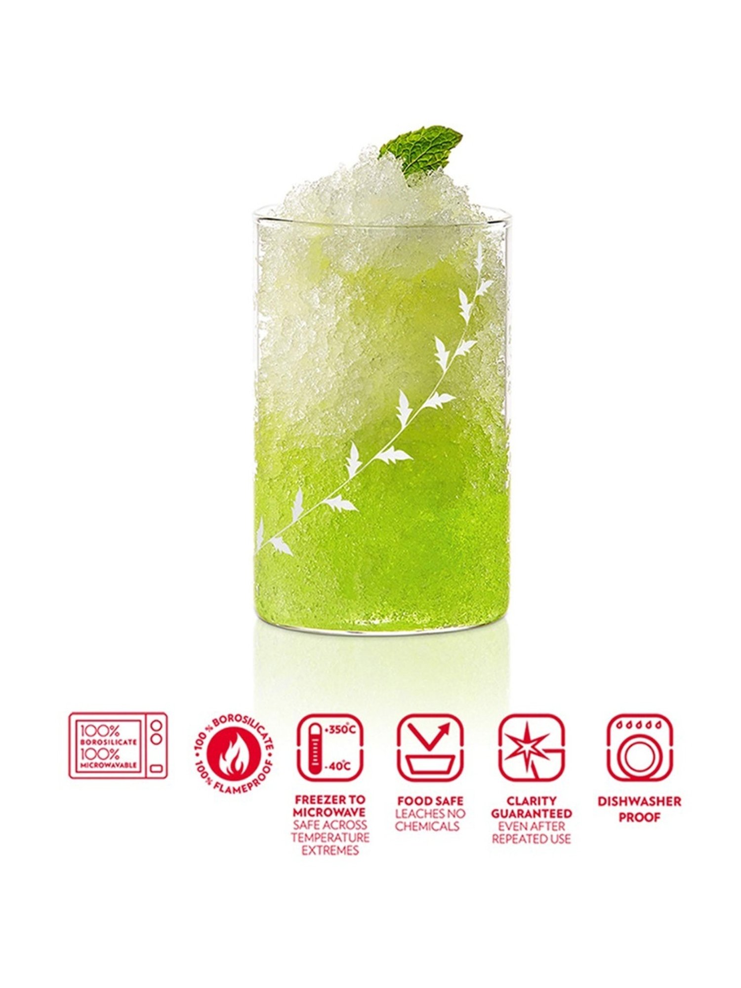 Borosil Transparent Glass Everyday Glasses - Set of 6 (295ml)