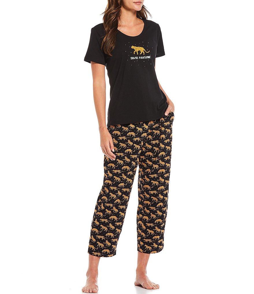 Sleep Sense #double;You're Pawsome#double; Screen Print Jersey Knit Coordinating Sleep Tee