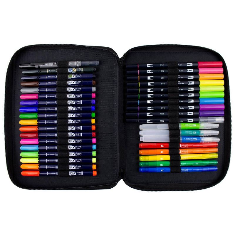 Zippered Marker Storage Case 54 Slots Black - Tombow