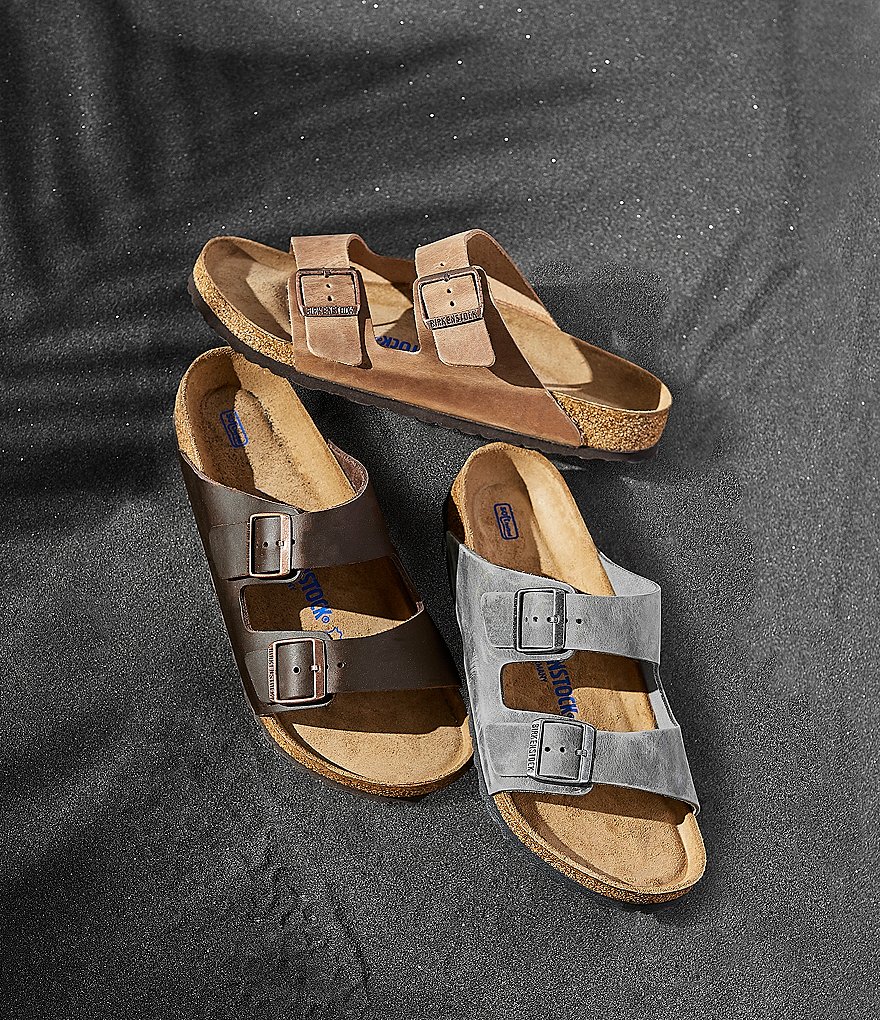Birkenstock Arizona Men's Oiled Leather Soft Footbed Slip On Sandals
