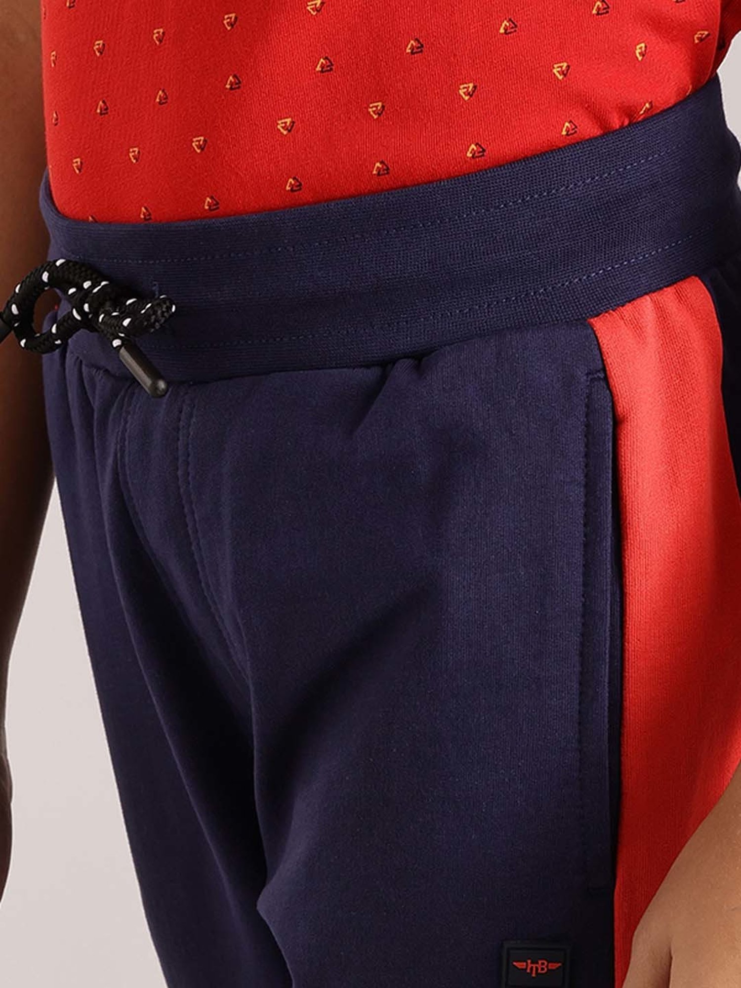 Indian Terrain Kids Navy Cotton Color Block Joggers