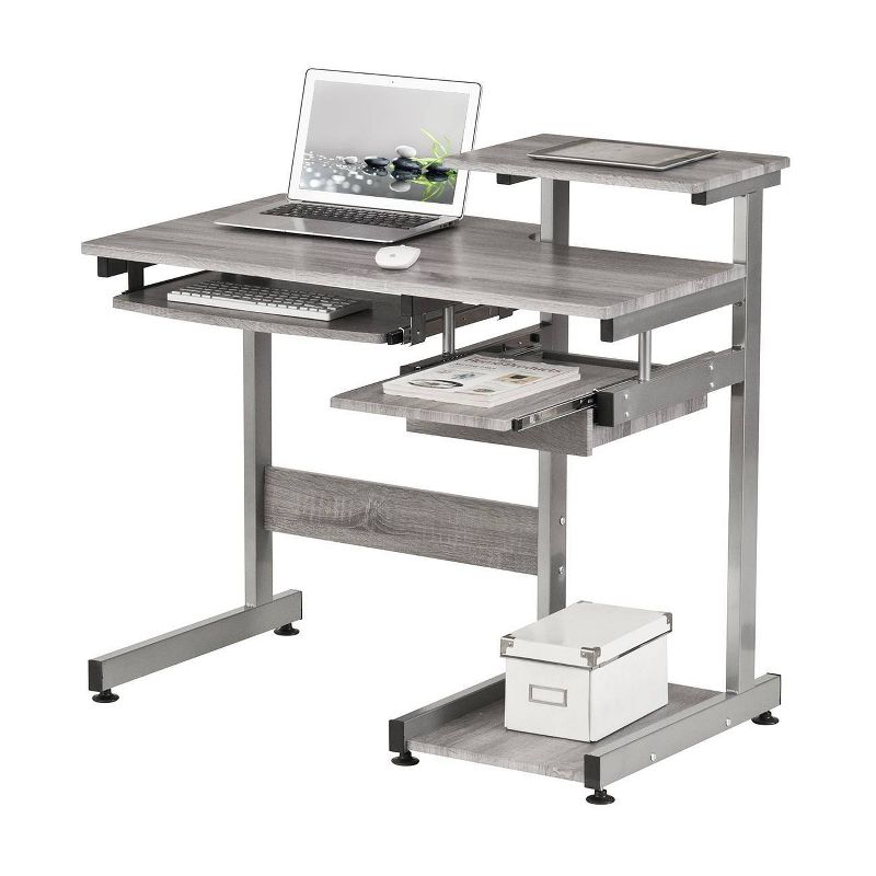 Complete Computer Workstation Desk Gray - Techni Mobili