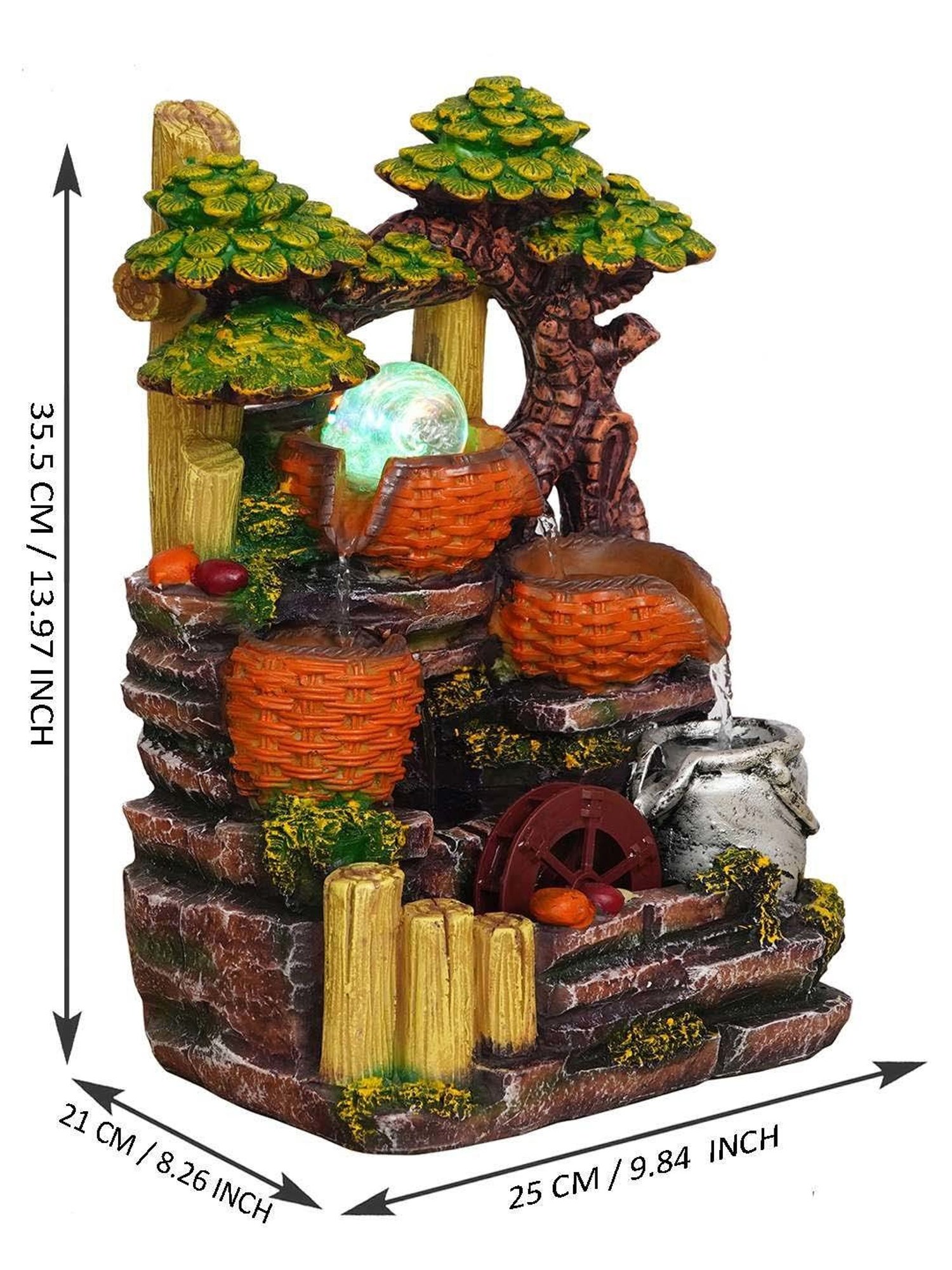 CHRONIKLE Multicolor Polyresin Table Top 3 Steps Waterfall Fountain