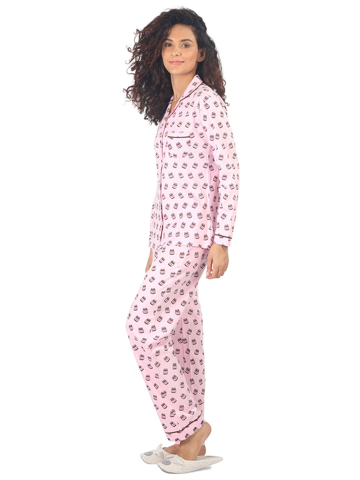 Nite Flite Pink Printed Shirt With Pyjamas