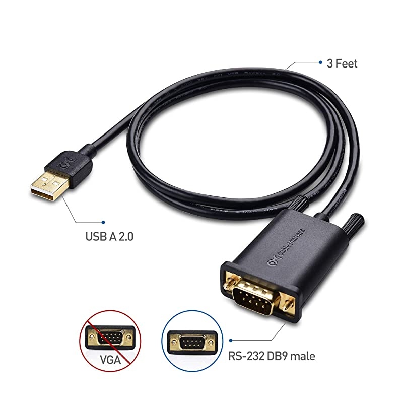 USB to Serial Adapter (USB to RS232, USB to DB9) 3 Feet