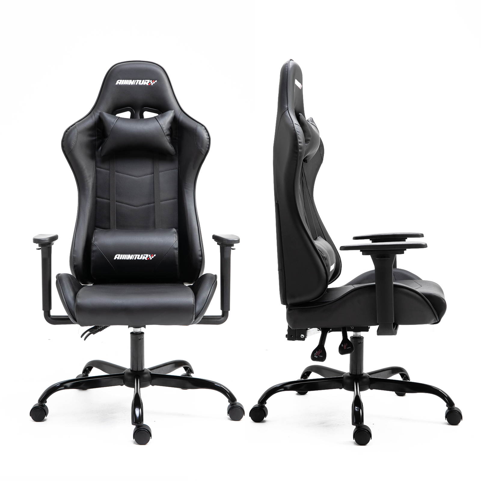 AMINITURE Gaming Chair Racing Style High Back Office Chair Seat Computer Game Chair Height Adjustment Swivel Recliner with Headrest and Lumbar Support