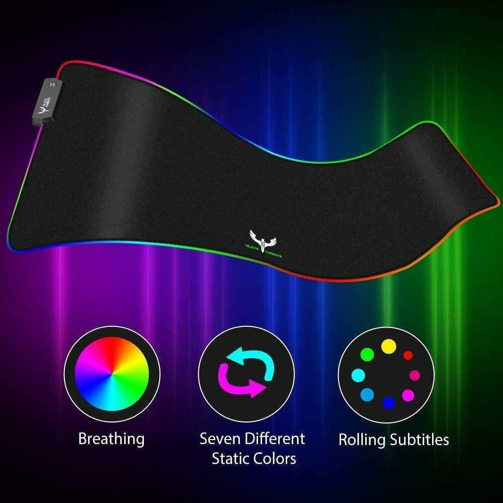 Blade Hawks RGB Gaming Mouse Pad, LED Soft Extra Extended Large Mouse Pad, Anti-Slip Rubber Base, Computer Keyboard Mouse Mat - 31.5 X 12 Inch